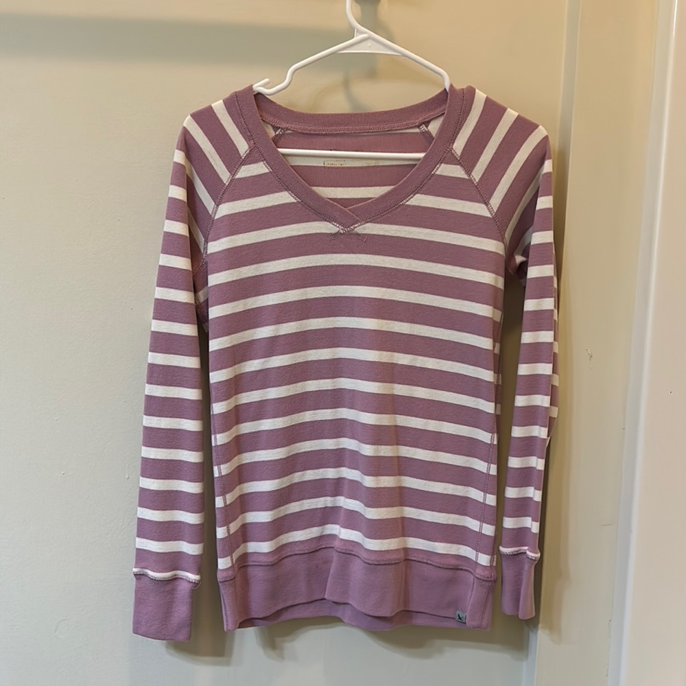 Eddie Bauer pink and white long sleeve tee